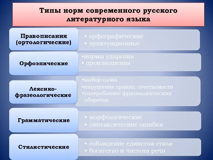 Типы норм современного русского литературного языка