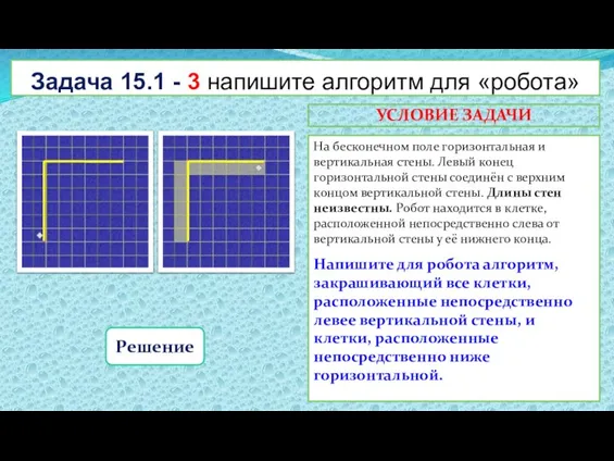 Задача 15.1 - 3 напишите алгоритм для «робота» На бесконечном поле