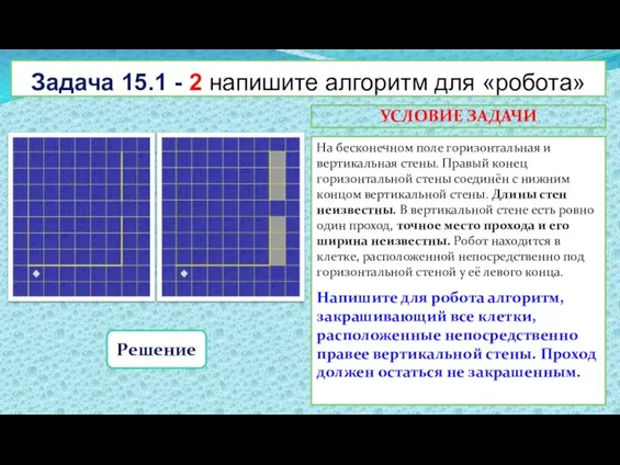 Задача 15.1 - 2 напишите алгоритм для «робота» На бесконечном поле