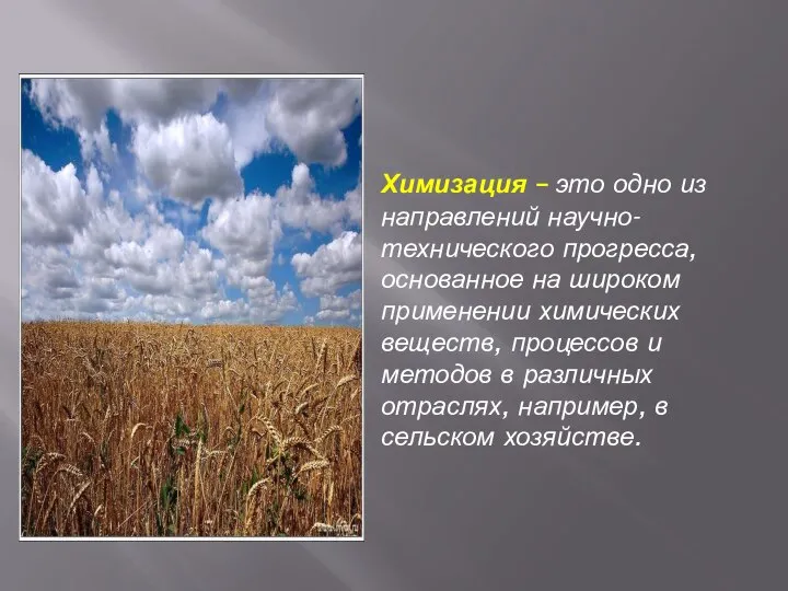 Химизация – это одно из направлений научно-технического прогресса, основанное на широком