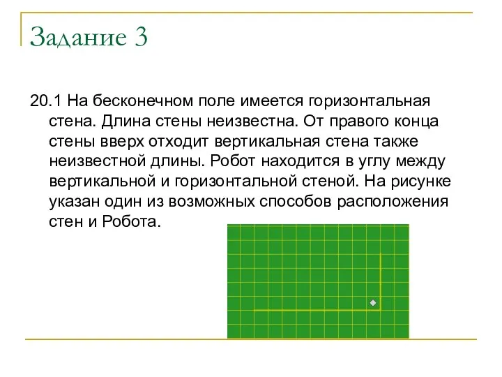 Задание 3 20.1 На бесконечном поле имеется горизонтальная стена. Длина стены