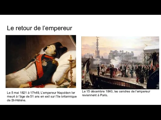 Le retour de l’empereur Le 5 mai 1821 à 17h49, L’empereur