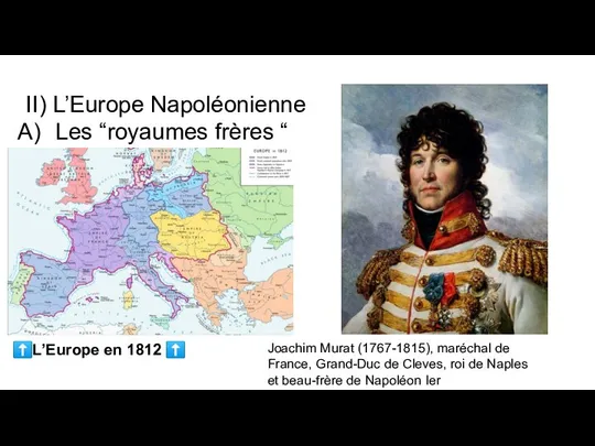 II) L’Europe Napoléonienne Les “royaumes frères “ Joachim Murat (1767-1815), maréchal