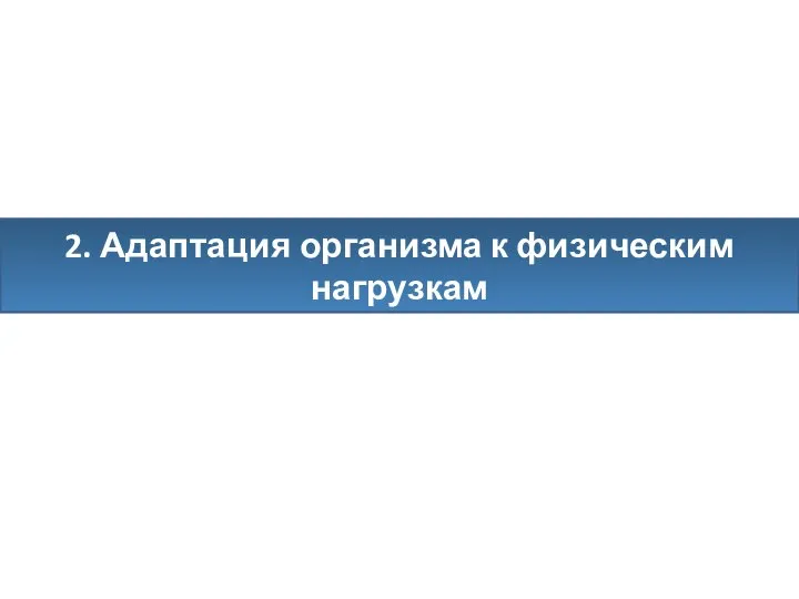 2. Адаптация организма к физическим нагрузкам