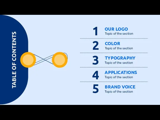 Topic of the section TABLE OF CONTENTS 1 OUR LOGO 2