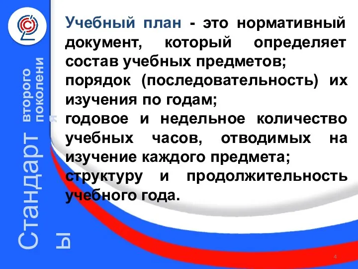 Стандарты второго поколения Учебный план - это нормативный документ, который определяет