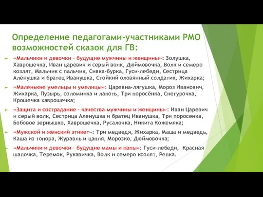 «Мальчики и девочки – будущие мужчины и женщины»: Золушка, Хаврошечка, Иван