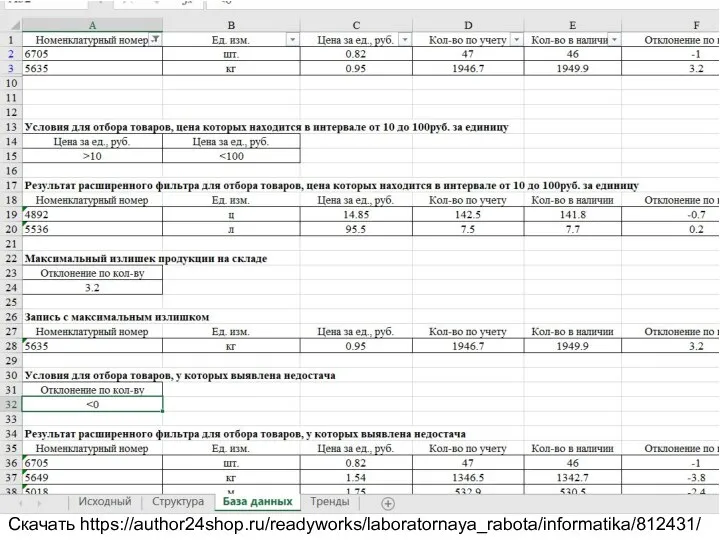 Вариант 7 1. Вызвать Excel. Создать новую рабочую книгу. 2. На