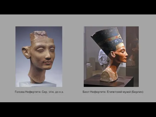 Голова Нефертити. Сер. 14 в. до н.э. Бюст Нефертити. Египетский музей (Берлин)