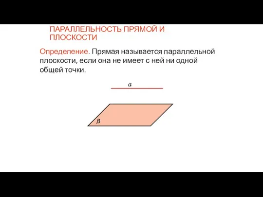 Определение. Прямая называется параллельной плоскости, если она не имеет с ней