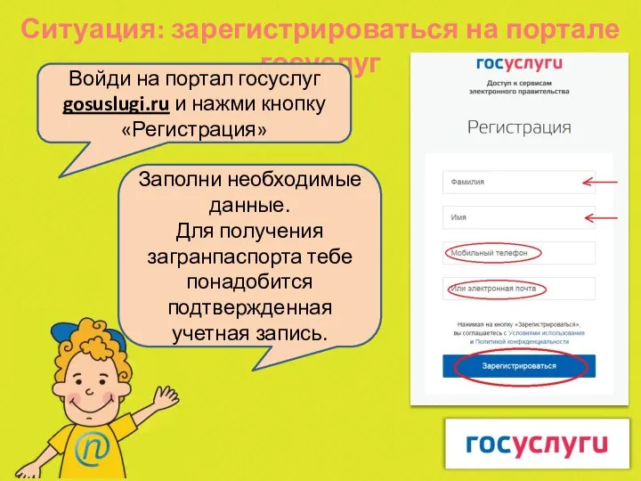 Ситуация: зарегистрироваться на портале госуслуг Войди на портал госуслуг gosuslugi.ru и