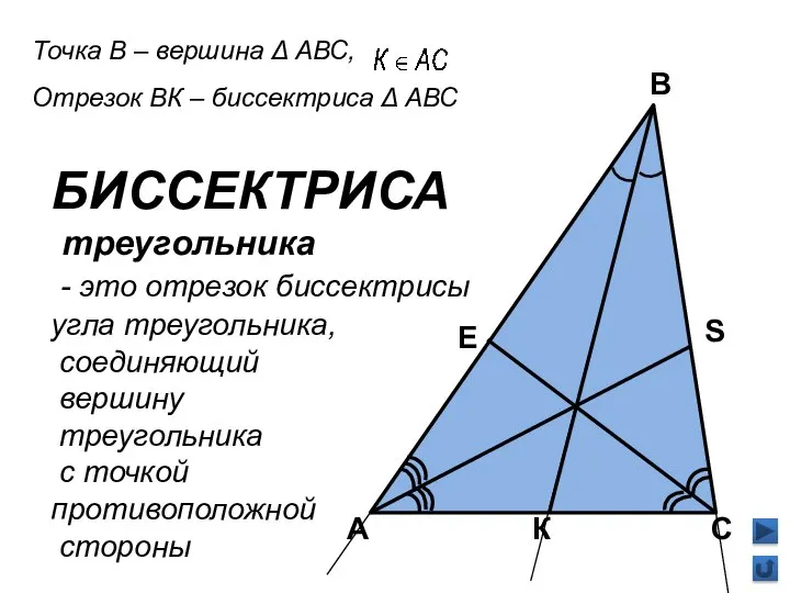 В А С К Точка В – вершина Δ АВС, Отрезок