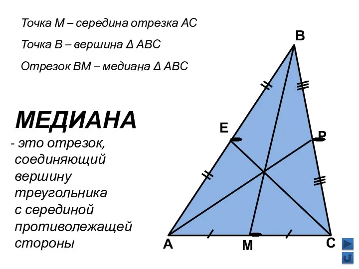 А В М С Точка М – середина отрезка АС Точка