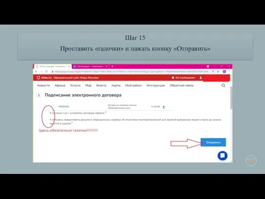 Шаг 15 Проставить «галочки» и нажать кнопку «Отправить»