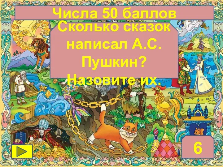 Сколько сказок написал А.С. Пушкин? Назовите их. 6 Числа 50 баллов