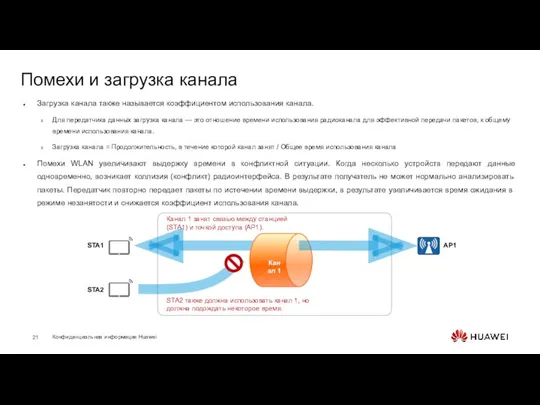 Помехи и загрузка канала Загрузка канала также называется коэффициентом использования канала.