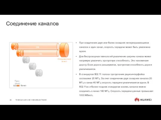 Соединение каналов При соединении двух или более соседних неперекрывающихся каналов в