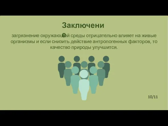 Заключение загрязнение окружающей среды отрицательно влияет на живые организмы и если