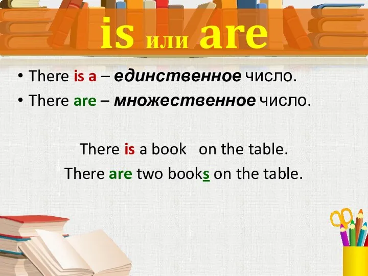 There is a – единственное число. There are – множественное число.