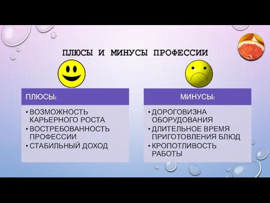 ПЛЮСЫ И МИНУСЫ ПРОФЕССИИ