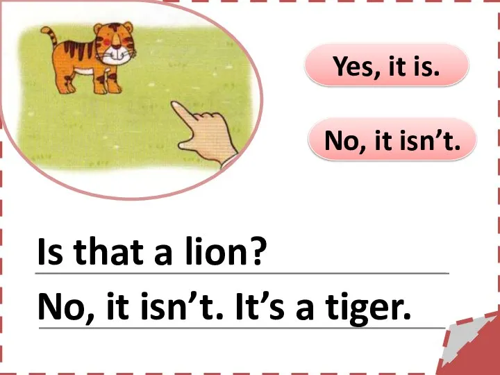 No, it isn’t. Yes, it is. Is that a lion? No, it isn’t. It’s a tiger.