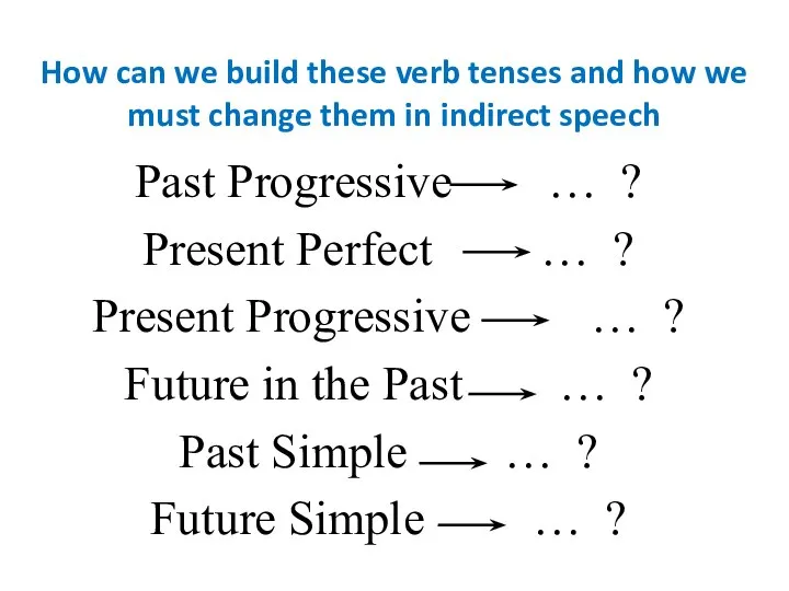 How can we build these verb tenses and how we must