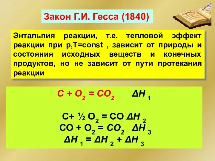 Энтальпия реакции, т.е. тепловой эффект реакции при р,T=const , зависит от