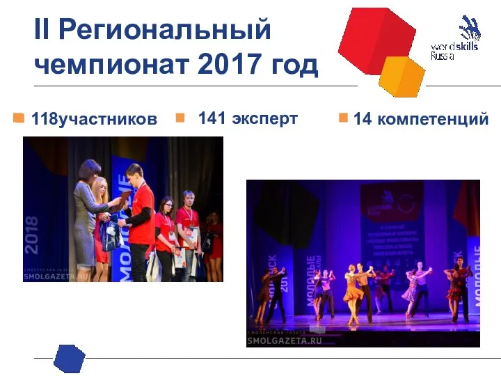 II Региональный чемпионат 2017 год 118участников 141 эксперт 14 компетенций