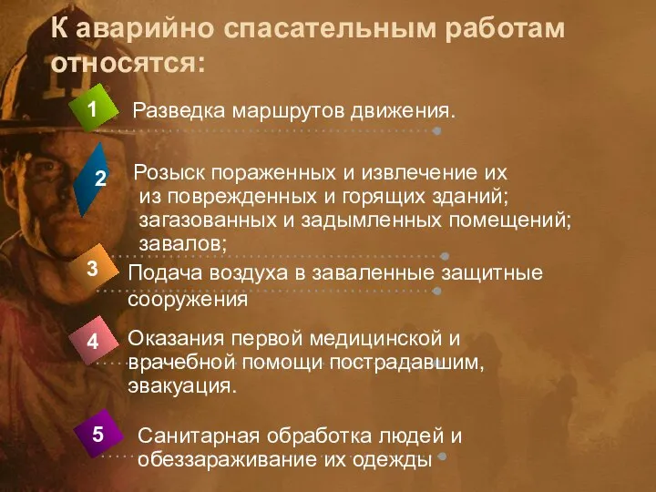 К аварийно спасательным работам относятся: