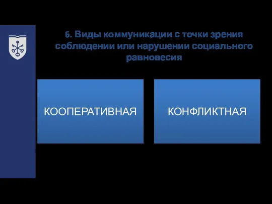 6. Виды коммуникации с точки зрения соблюдении или нарушении социального равновесия