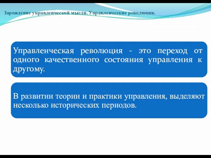 Зарождение управленческой мысли. Управленческие революции.