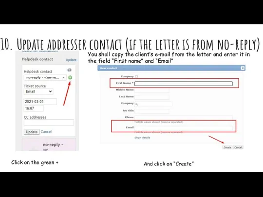 10. Update addresser contact (if the letter is from no-reply) You