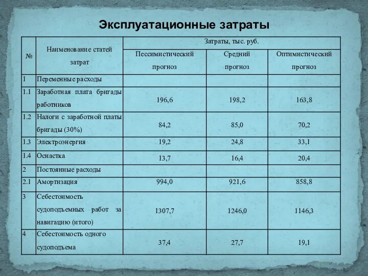 Эксплуатационные затраты