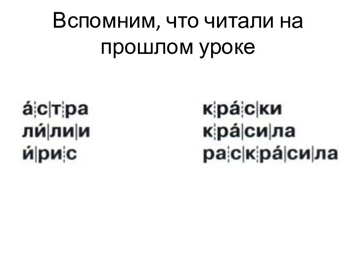 Вспомним, что читали на прошлом уроке