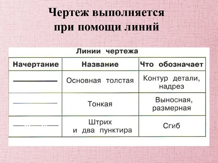 Чертеж выполняется при помощи линий