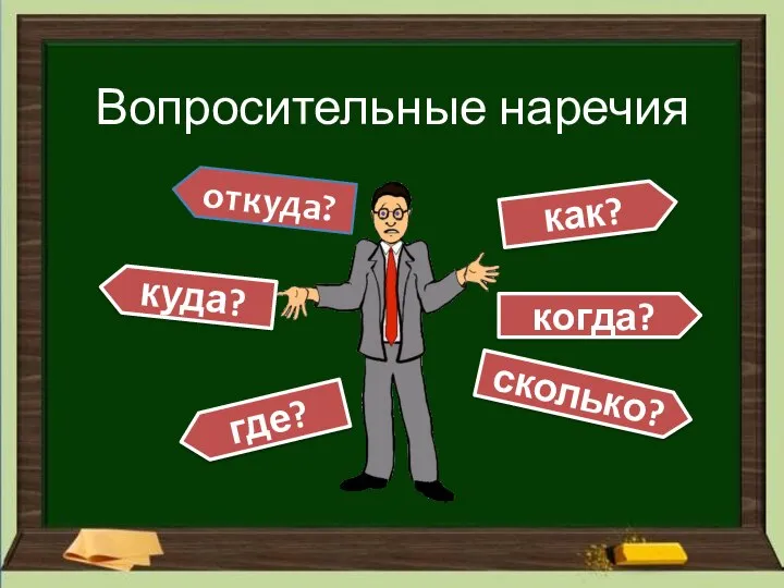 Вопросительные наречия откуда? куда? где? как? когда? сколько?