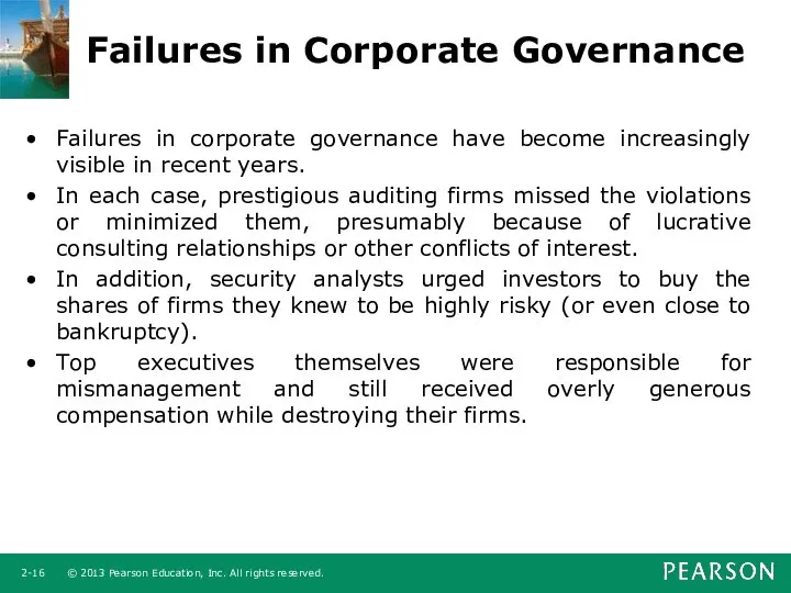 Failures in Corporate Governance Failures in corporate governance have become increasingly