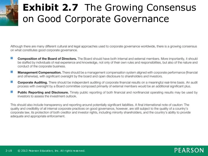 Exhibit 2.7 The Growing Consensus on Good Corporate Governance