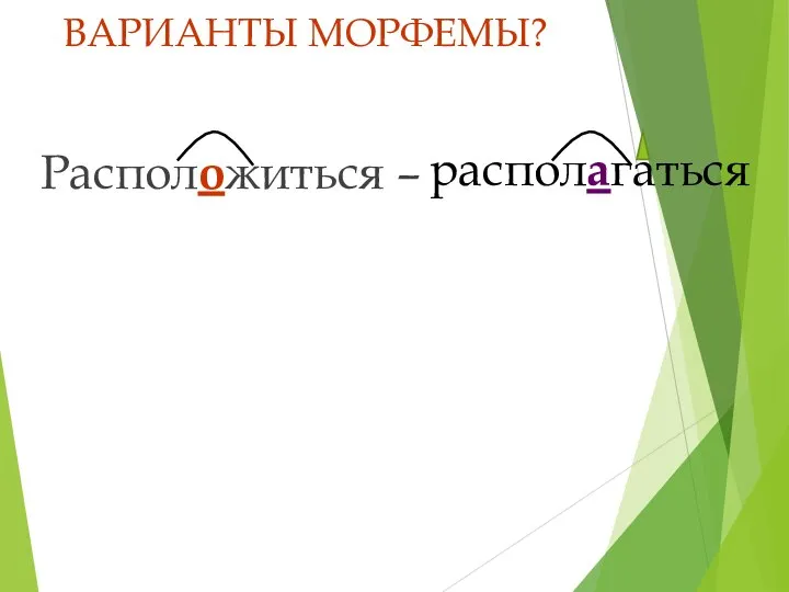 ВАРИАНТЫ МОРФЕМЫ? Расположиться – располагаться