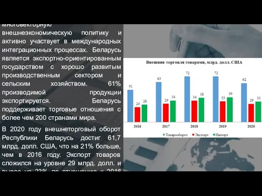 Республика Беларусь осуществляет многовекторную внешнеэкономическую политику и активно участвует в международных