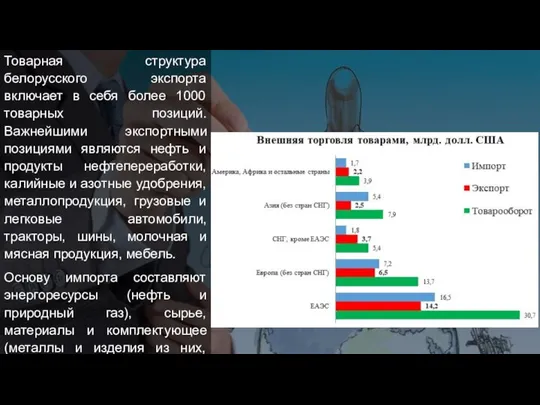 Товарная структура белорусского экспорта включает в себя более 1000 товарных позиций.