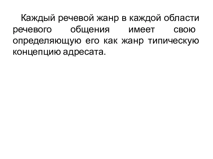 Каждый речевой жанр в каждой области речевого общения имеет свою определяющую