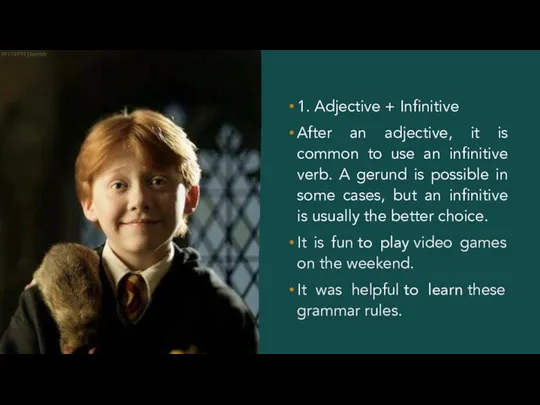 1. Adjective + Infinitive After an adjective, it is common to