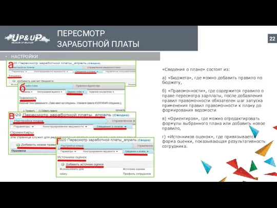 ПЕРЕСМОТР ЗАРАБОТНОЙ ПЛАТЫ НАСТРОЙКИ «Сведения о плане» состоят из: а) «Бюджета»,