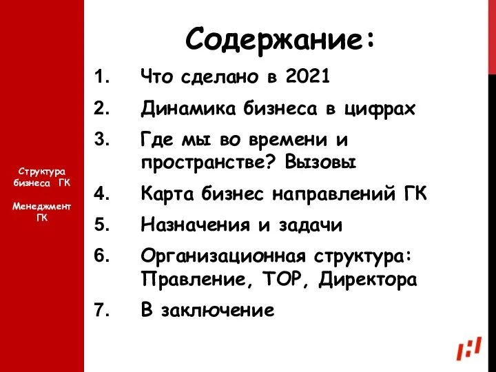 Содержание: Что сделано в 2021 Динамика бизнеса в цифрах Где мы