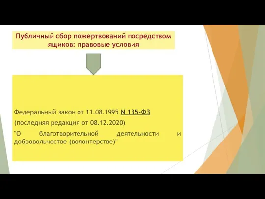 Публичный сбор пожертвований посредством ящиков: правовые условия Федеральный закон от 11.08.1995