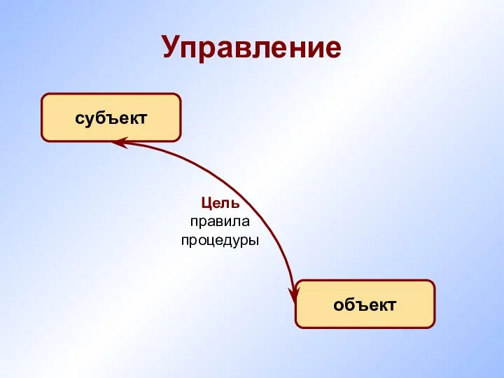 Управление субъект объект Цель правила процедуры