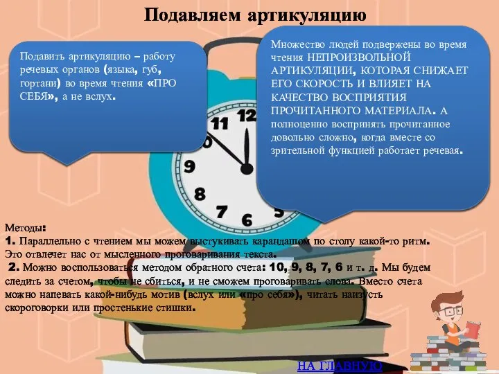 Подавляем артикуляцию Подавить артикуляцию – работу речевых органов (языка, губ, гортани)