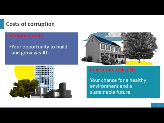 Costs of corruption Environmental costs Your chance for a healthy environment