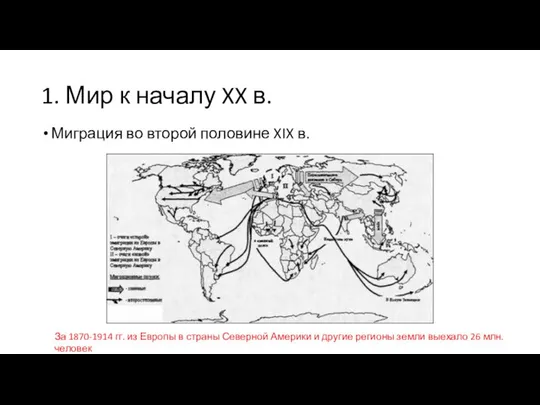 1. Мир к началу XX в. Миграция во второй половине XIX